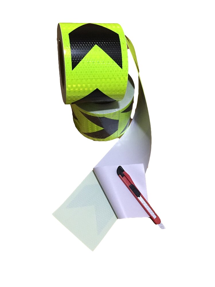 Cinta reflectante fluorescente de PVC autoadhesiva, señal de guía de tráfico, 10CM * 1M