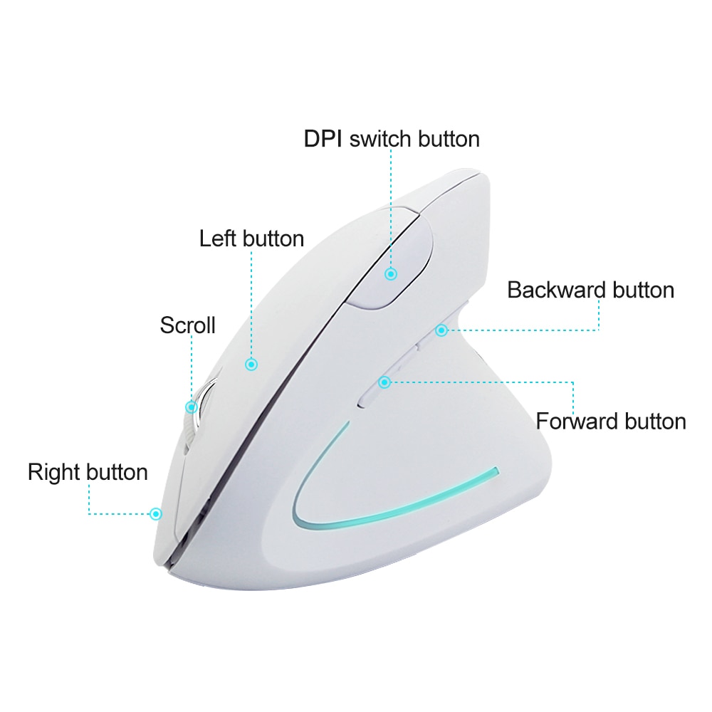 Witte Muis Computer CHUYI Draadloze Ergonomische Verticale Muis 1600 D... – Grandado