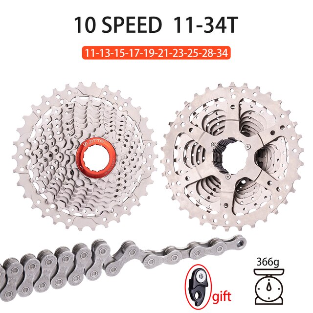 Ztto Mtb Racefiets 10 Speed Cassette 10 S 25T/28T/30T/34T/36T Mountain Fiets Tandwiel K7 Vouwfiets Fietsen Onderdelen: 10S 34T-Chain