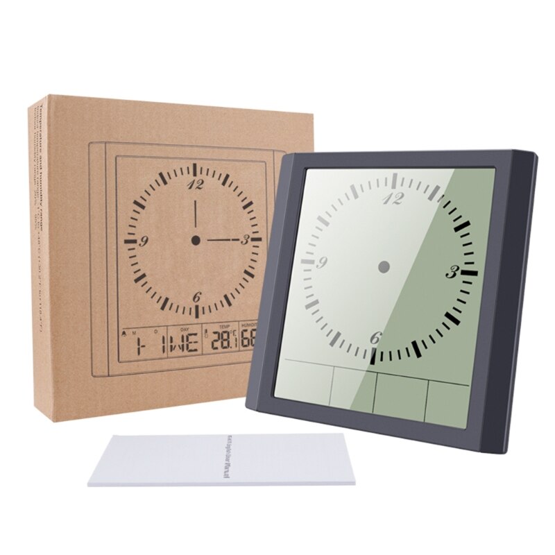 20x20cm Wall Hanging Digital Clock Thermometer Humidity Gauge Large Screen LCD Dispaly Electronic Analog Wall Clocks