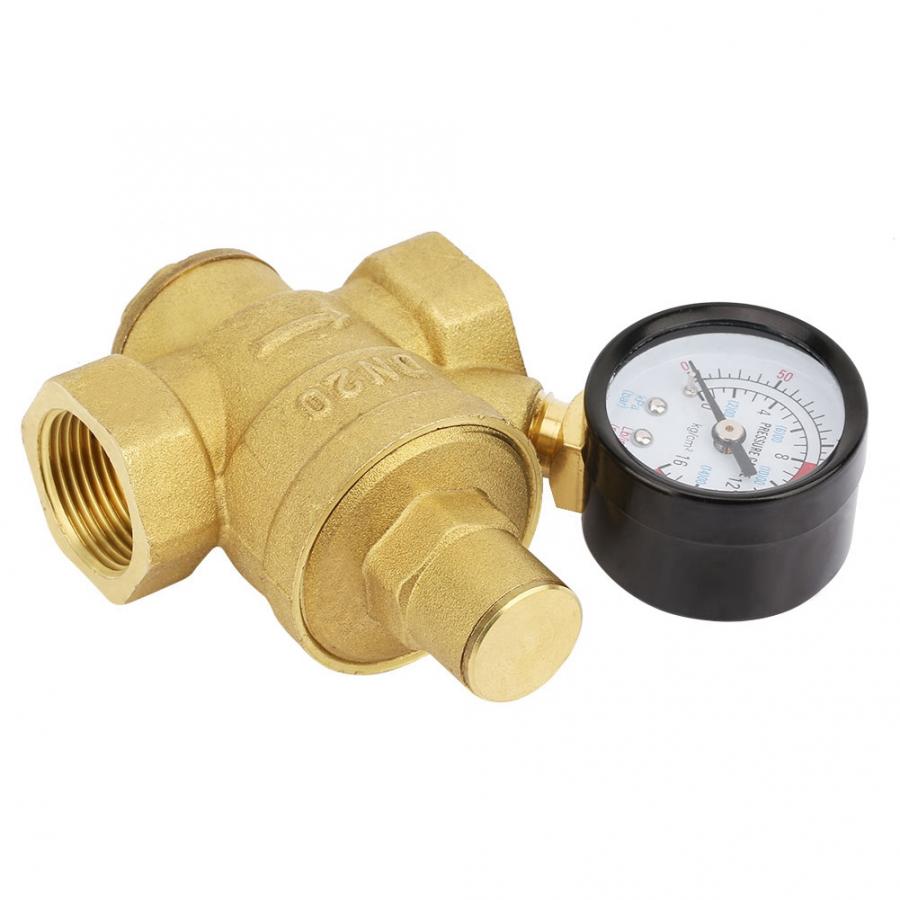 Adjustable Brass Water Pressure Regulator with Gauge Meter DN20