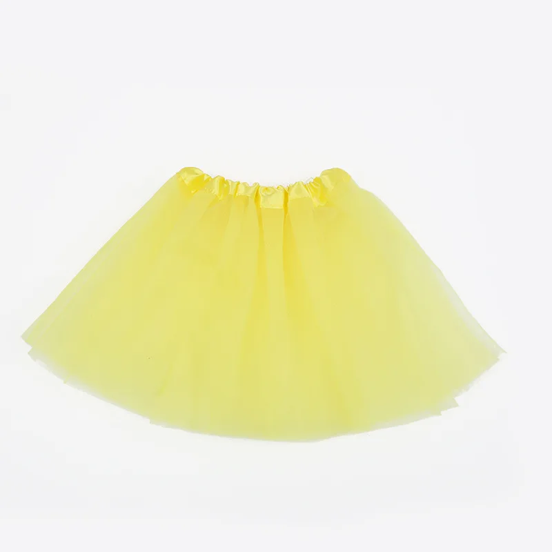 Jupe tutu élastique pour filles, vêtements de danse de Ballet, Mini jupe pour fête d'anniversaire, danse, 3 couches en Tulle pour enfants de 2 à 8 ans: YELLOW