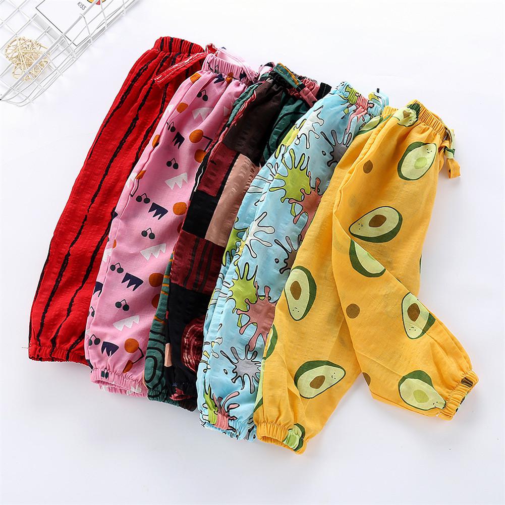DishyKooker niños Mosquito Control pantalones de algodón para chicos de verano de las niñas de impresión pantalones sueltos Ramdom