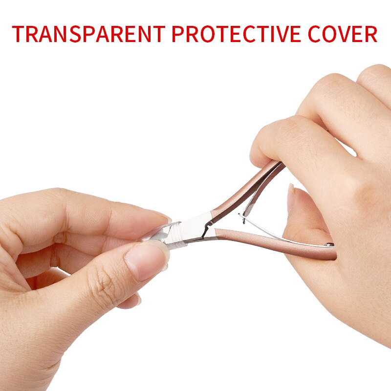 Cortador de pinzas de empuje para cutícula de uñas cortauñas producto para eliminar la piel muerta herramienta de manicura artística alicates de belleza para uñas rosa