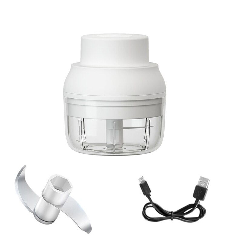 Portable Mini Electric Food Chopper Fruit Vegetables Tools USB Meat Crusher Meat Grinder Chopper Garlic Cutter Garlic Masher: 100ml white