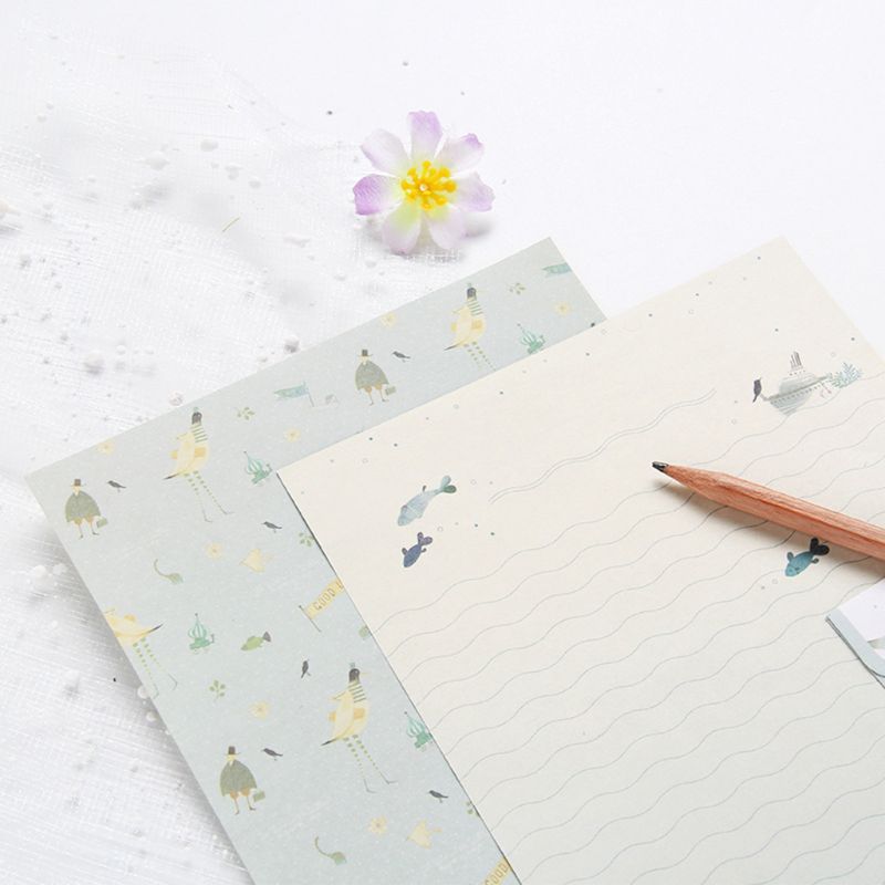 Mooie briefpapier envelop bloemig schattig cartoon set briefhoofd klein fris 831d