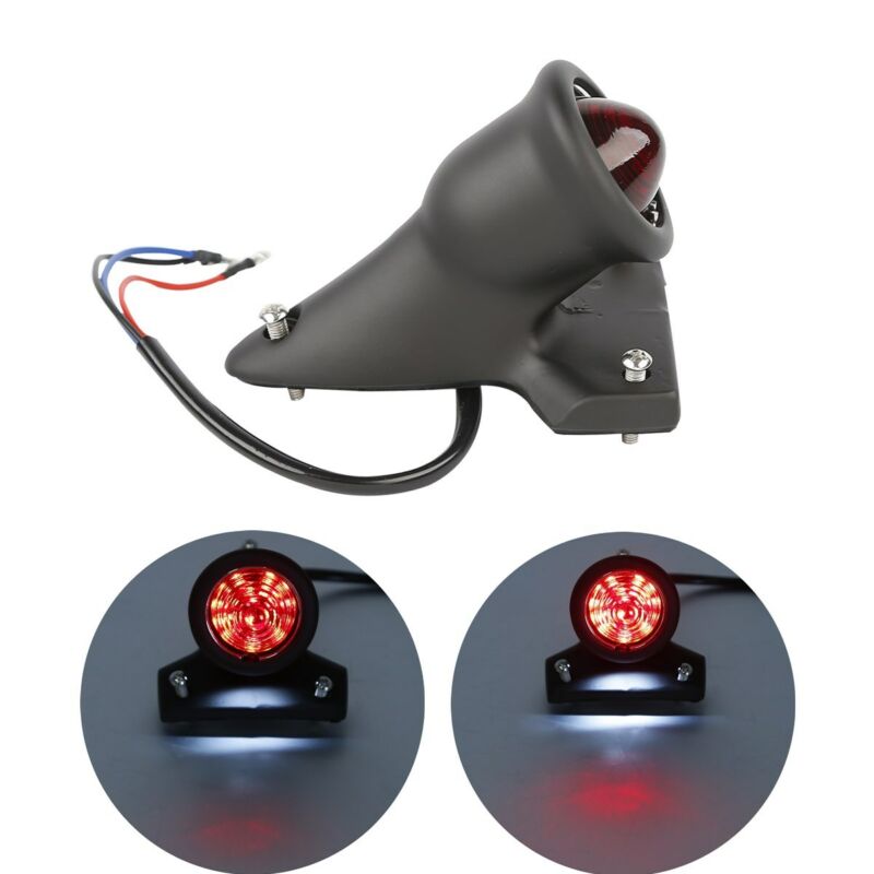 Feu arrière pour moto, Style Vintage, feu de frein pour Harley Davidson Bobber Chopper, Chrome/noir, 12V
