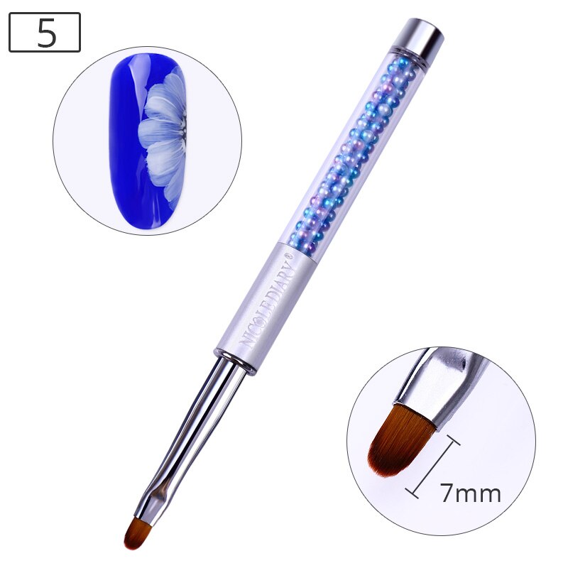Nicole diary 1 pc gradiënt schilderpen tekenkwast witte strass handvat nagelkunstgereedschap: Patroon 5
