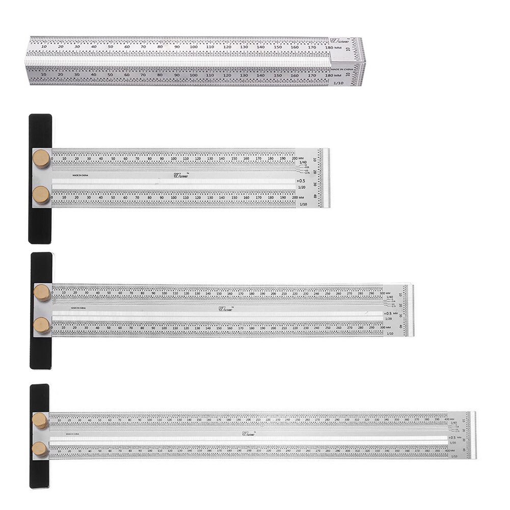 High Precision Angle Gauge Stainless Steel Rulers Measuring Tool with Pencil Set Woodworking Gadget Depth Measurement