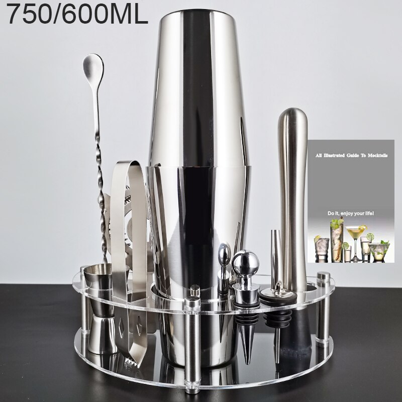 Martini Trinken Boston Edelstahl Shaker Home Bar Werkzeuge 800/750/600/450ml Cocktail Shaker Set bartender Kit Stehen: Silver 750 600ML TM