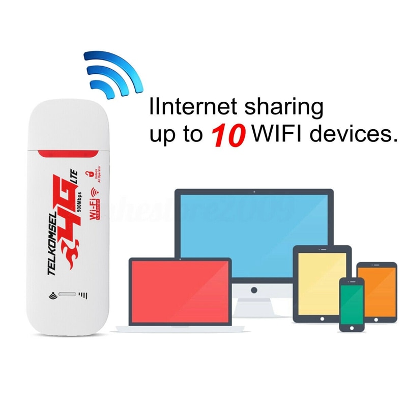 Portable 4G LTE WiFi Router Hotspot - 150Mbps Wireless USB Dongle - Unlocked SIM Card