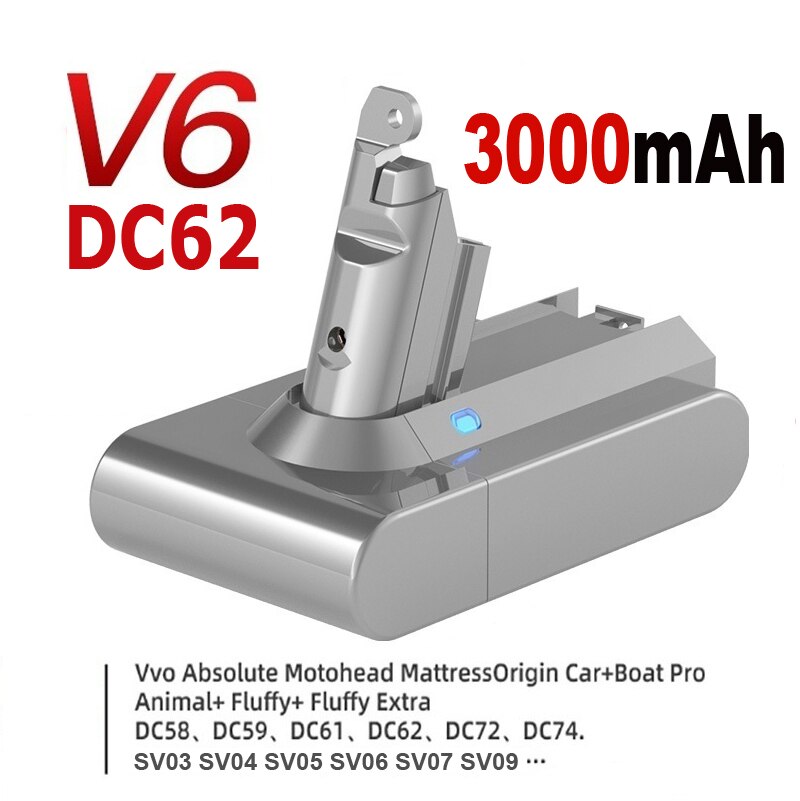 Dammsugarbatteri för dyson  v6 v7 v8 v10 v11 byt ut batteri  dc58 dc59 dc61 dc62 dc72 dc74 sv11 sv10 sv12 sv14 sv15: V6 3000 mah