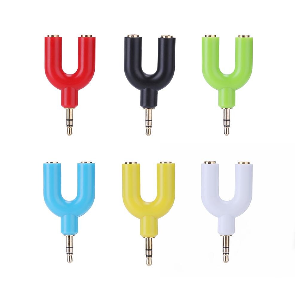 3.5mm Splitter U Type Earphone Connector Converter Splitter Audio to Mic & Headset Jack Plug Adapter For Mobile Phone Tablet PC