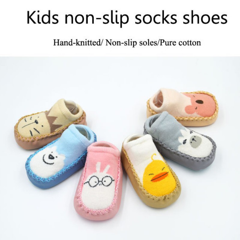 Cartoon Lion Duck Baby Socks With Rubber kids Socks Cartoon Sock Infant Baby Anti-slip Floor Socks Leather Sole