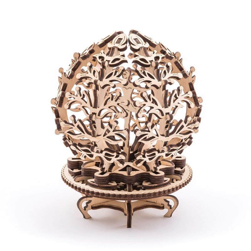 Wooden mechanical handicraft transmission female flower gear rotation jigsaw puzzle Ukraine Valentine's Day model