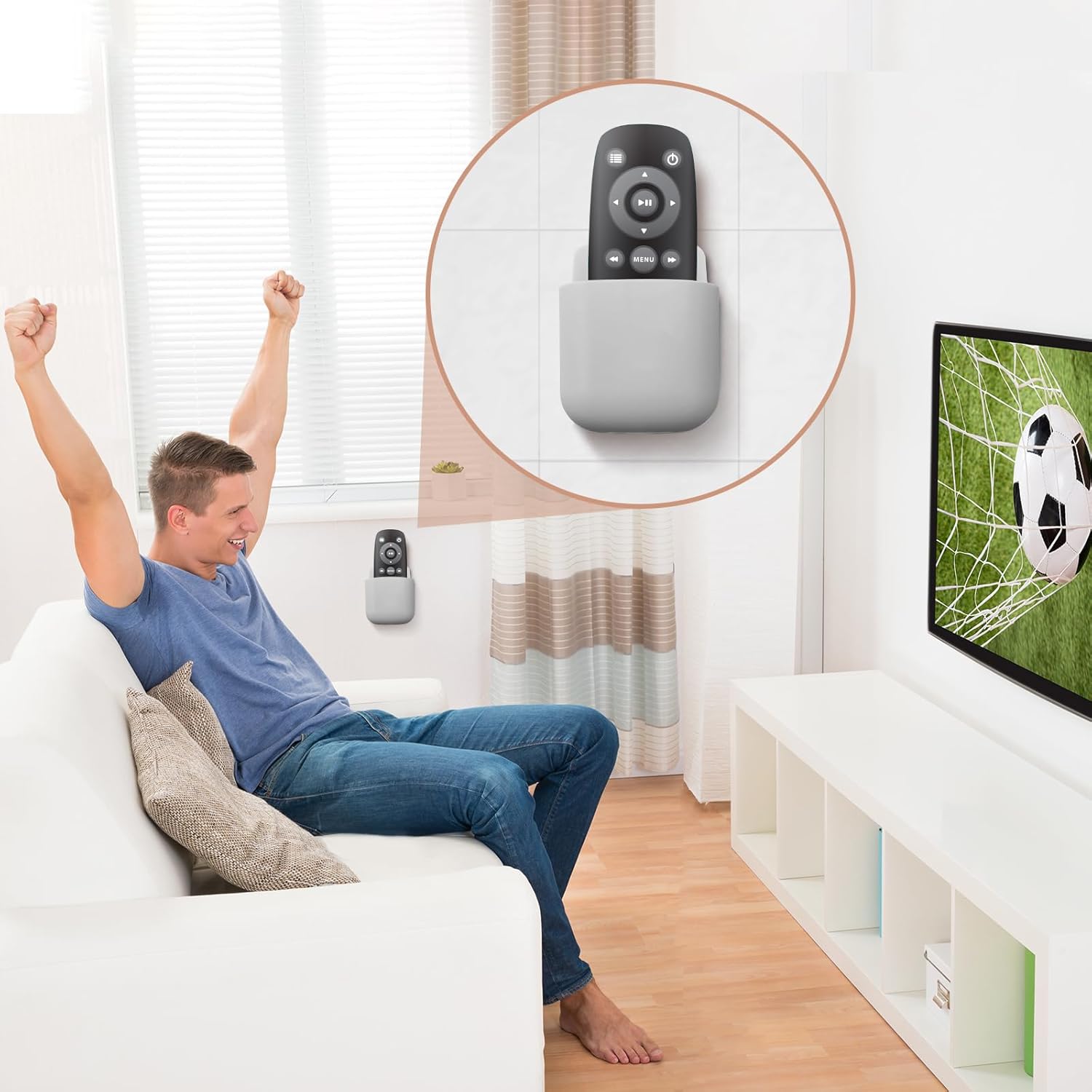 Caja de almacenamiento montada en la pared, soporte para enchufe de teléfono móvil, estante, organizador de almacenamiento con Control remoto, estuche para aire acondicionado y TV