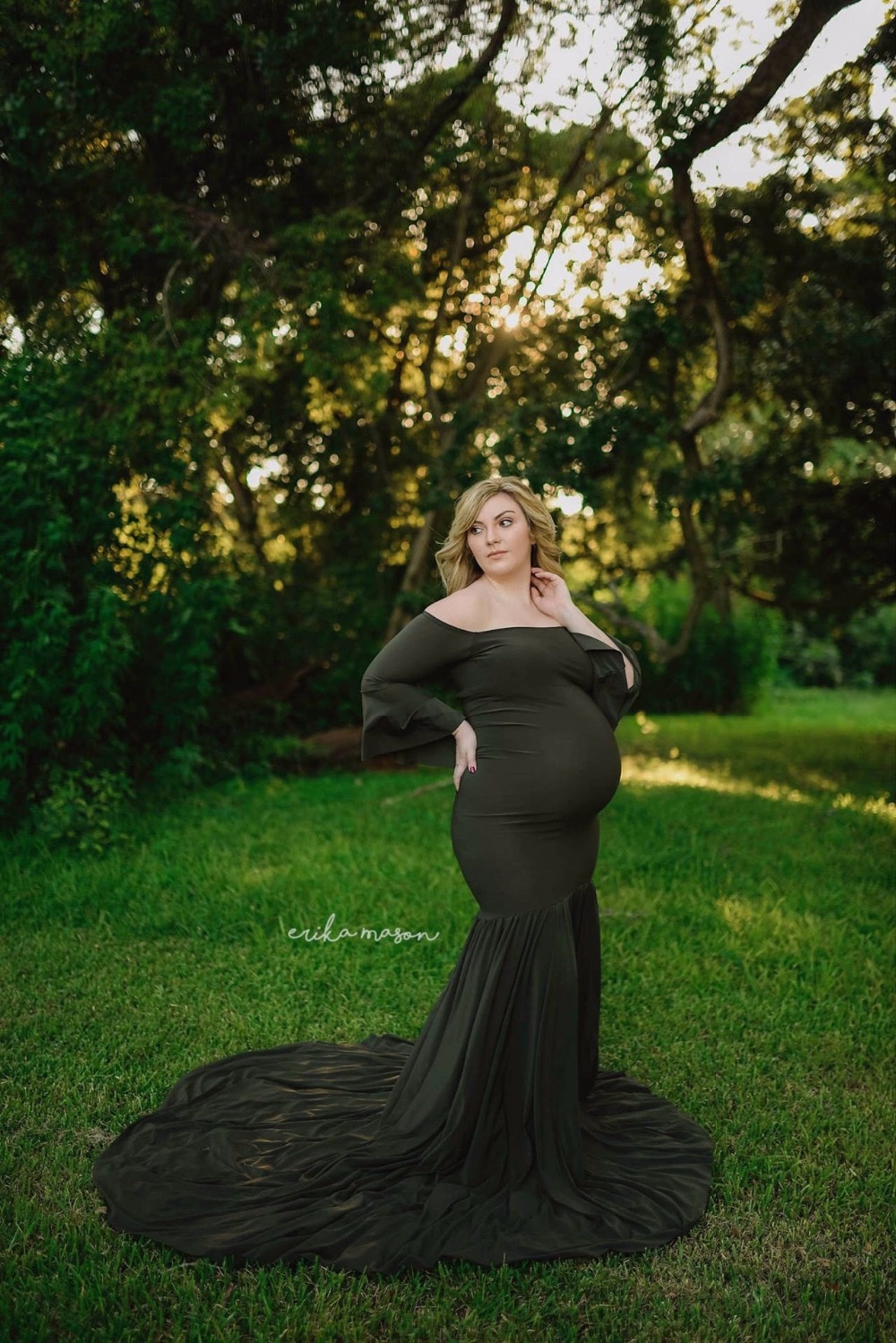 Stil barselsfotografering rekvisitter maxi graviditetskjole bomuld gravid kjole barsel fancy fotografering gravid kjole