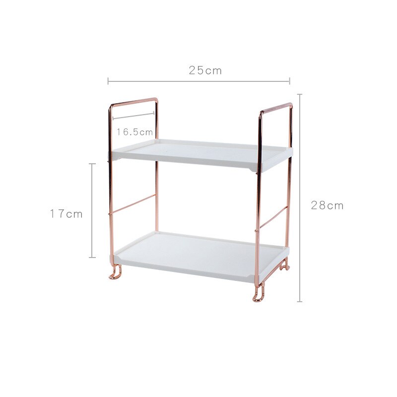 Étagère de salle de bain en acier inoxydable, présentoir de stockage de cosmétiques, de shampooing, de douche à 2 ou 3 niveaux, caddie de toilette, organisateur d'étagères: Copper Rectangle-2L