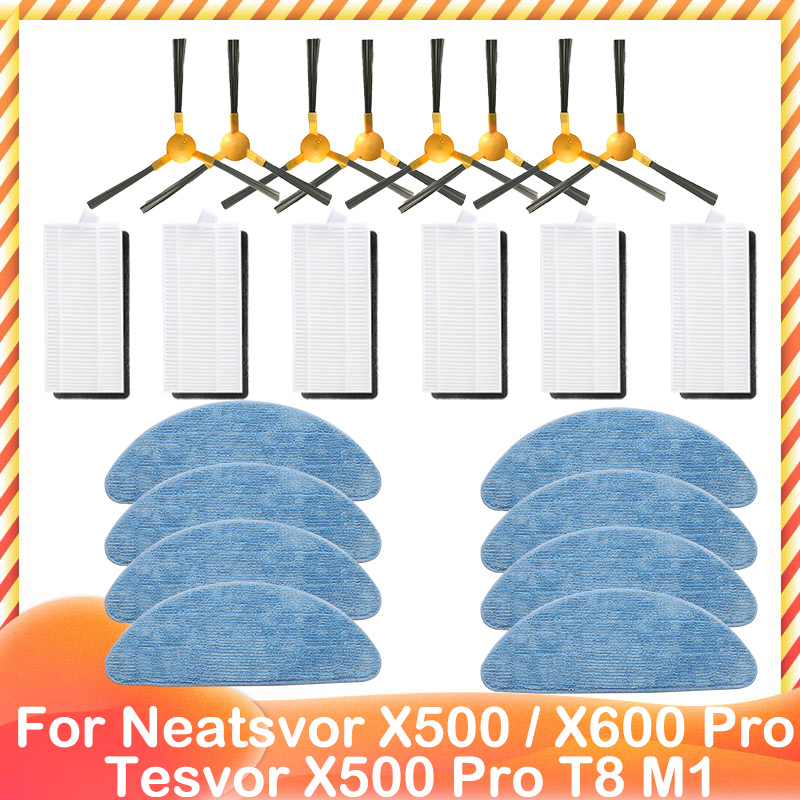 For Neatsvor X520 X500 Tesvor X500 Pro T8 M1 Ikhos Create NetBot S15 S14 Hepa Filter Mop Cloth Main Side Brush: WHITE