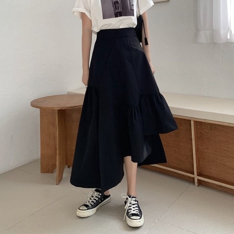Faldas lisas para mujer, faldas asimétricas de estilo coreano, moderno y , temperamento , Ulzzang, Retro, para tiempo libre, universidad, Verano