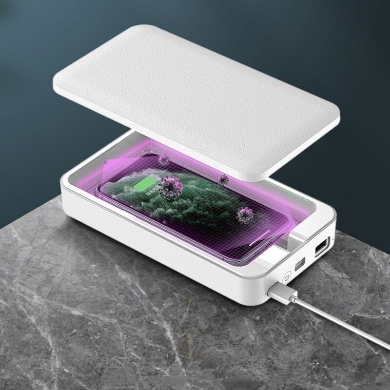 UV Light Disinfection Box Sterilization Box Smartphone Cleaning Sterilizer for Cell Phone,USB Cables,with Aromatherapy Hole