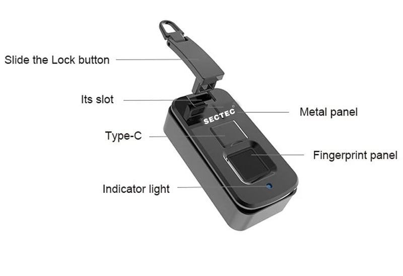 High-Tech Fingerprint lockAnti-theft Smart Bag Lock Access Control Lock Embedded lock for handbag wallet backpack Safety