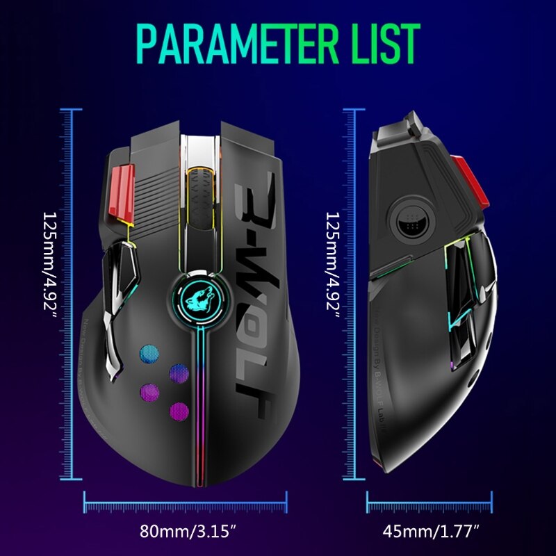 X6 Wireless Rechargeable Gaming Mouse Dual Mode Wireless Mechanical Mouse 12000 DPI