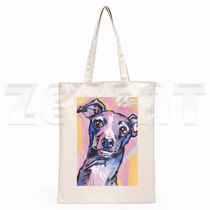 Greyhound Hund Leinwand Tasche Frauen Mädchen Einfache Große Kapazität Lagerung Handtasche Schulter Tasche Tote Reusable Student Bookbag: E