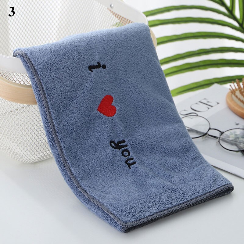 Multi-colored Towel Soft Edging Towel Skin-friendly Letter Embroidered Towel Comfortable Bathroom Supplies Fiber Towel: 3