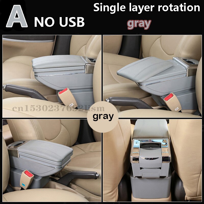Para MINI Cooper R50 R52 R53 R56 R57 R58 F55 F56 F57 compatriota R60 F60Central reposabrazos caja de almacenamiento de accesorios de modificación: A  gray  No USB