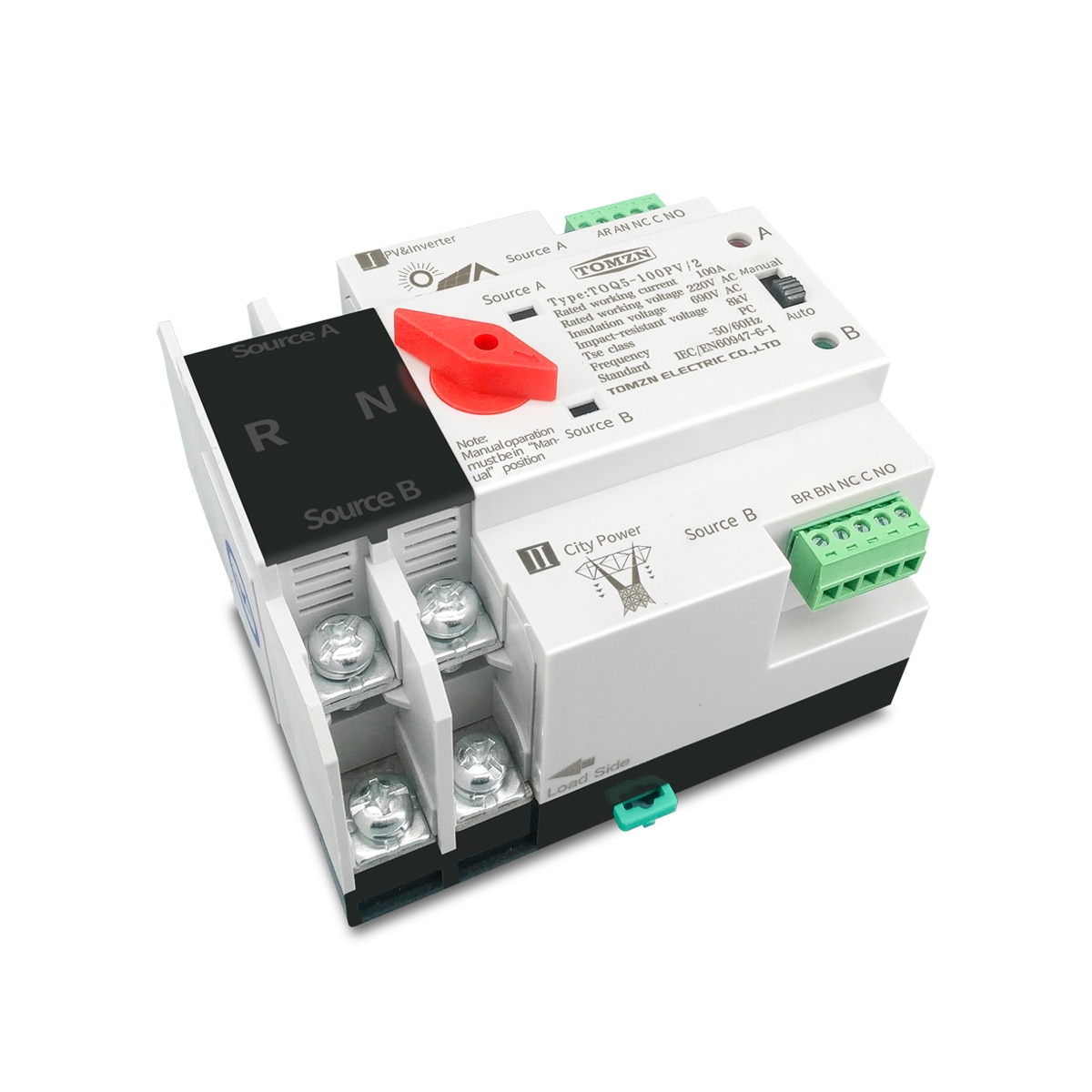 Single Phase Din Rail Ats For Pv And Inverter Dual Power Automatic Transfer Selector Switches