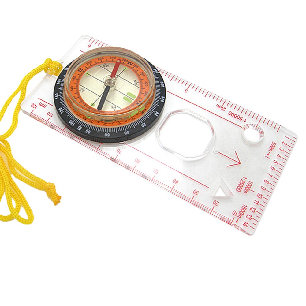Bærbart forstørrelses kompas lineal skala spejder vandring camping sejlads orienteringskort 45#