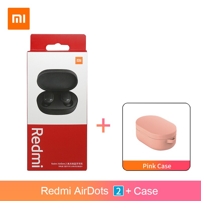 Xiaomi-auriculares inalámbricos Redmi AirDots S Redmi AirDots 2 TWS, originales, Bluetooth 5,0, reducción de ruido con micrófono, enlace automático: 2 add pink case