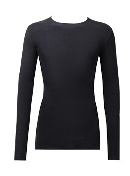 Ropa de baile latino para hombre, camisas suaves y cálidas ajustadas de cuello redondo, ropa de práctica, vestidos de competición de salón Latino SL4435: Black / S