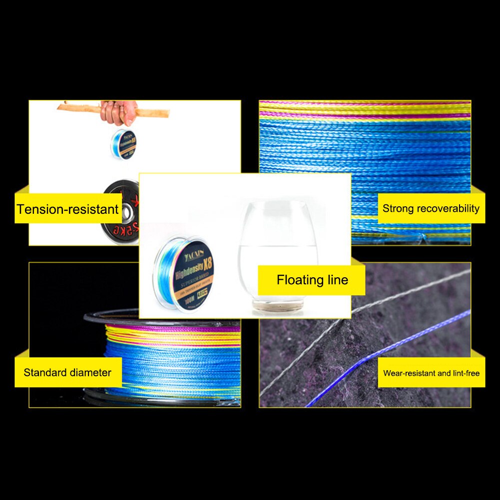 8 Strands Braided Fishing Line 100m Abrasion Resistant PE Buoyant Multifilament Floating Lines Fishing Tackle Accessories