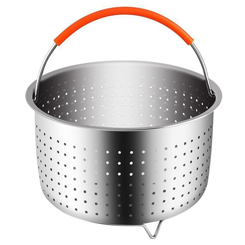 Stainless Steel Steamer Basket Pressure Cooker with Silicone Covered Handle Sturdy Steamer Basket: Default Title