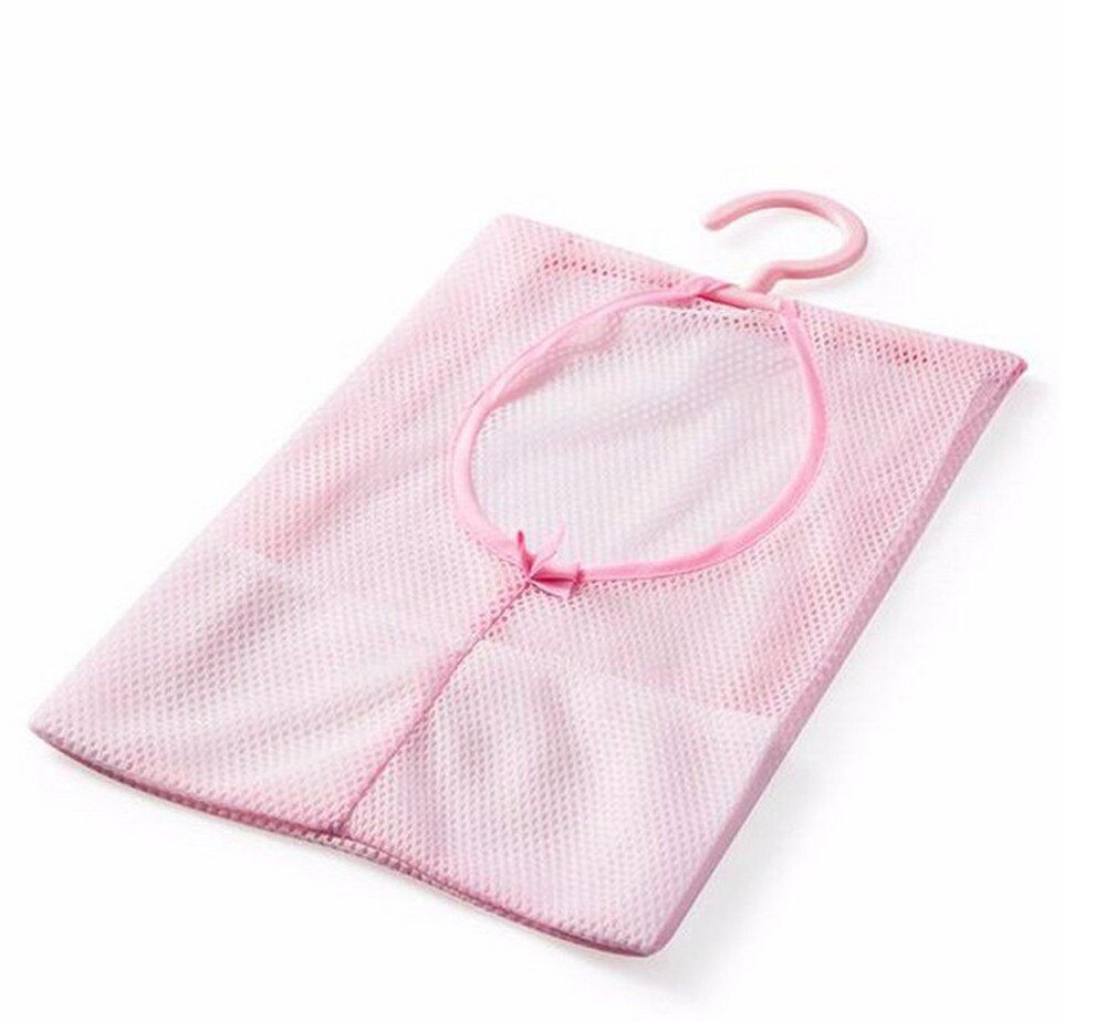 Cuarto de baño almacenamiento ropa de malla ganchos para bolsas bolsa organizadora para colgar ducha baño nueva ropa cosméticos champú ducha: Pink