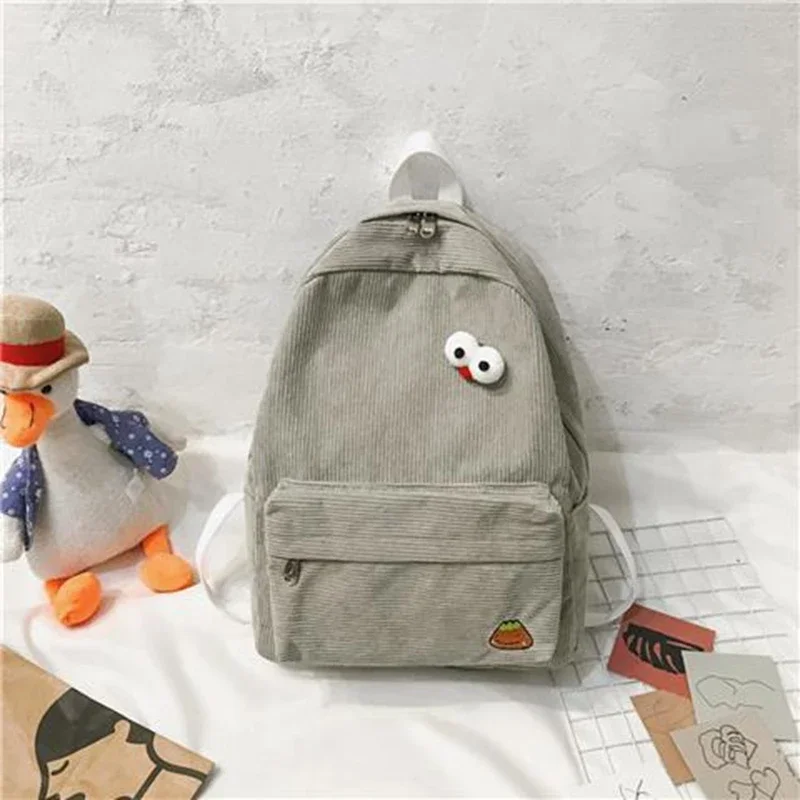 Sztruksowe plecaki o dużej pojemności Nastoletnie dziewczęta Tornister Uczeń szkoły średniej College Bookbag Klasyczne kobiety w stylu preppy: BŁĘKITNA