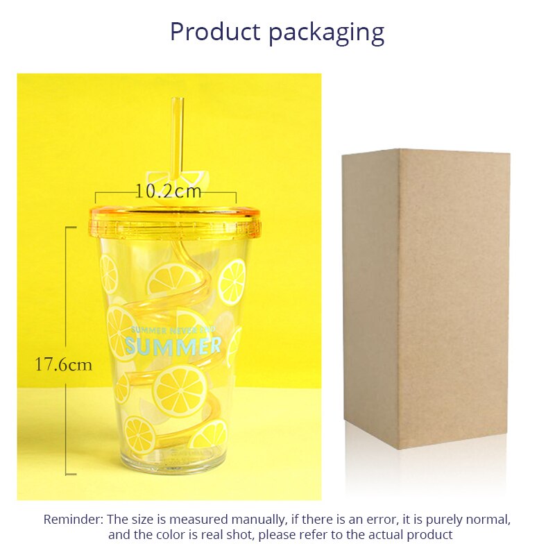 16oz farverige frugtkopper konfetti genanvendelige plastikglas med låg og sugerør kolde kopper halmkrus drikkevarer køkkenvandflaske