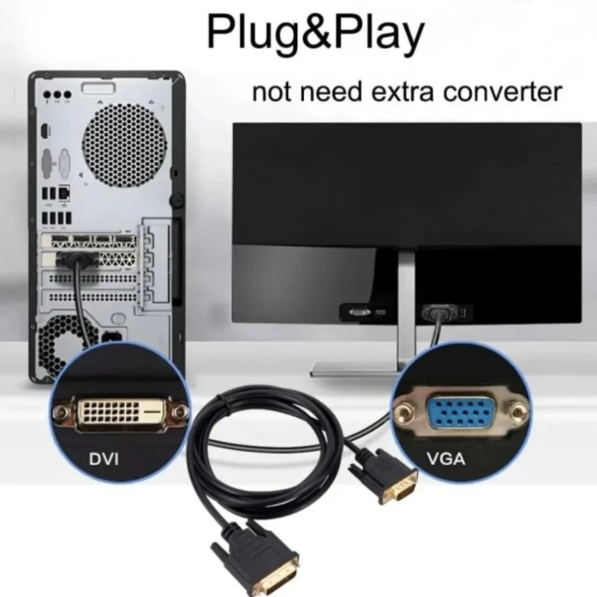 DVI til VGA Kabel DVI-D 24+1 til VGA Adapter 1.5M/2M/3M HD 1080P Han til Han til PC Laptop HDTV Projektor