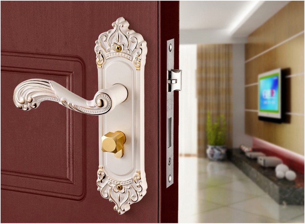 M-81883 ivory white, European-style door locks, rotating mute, room / bedroom door locks, all-metal alloy