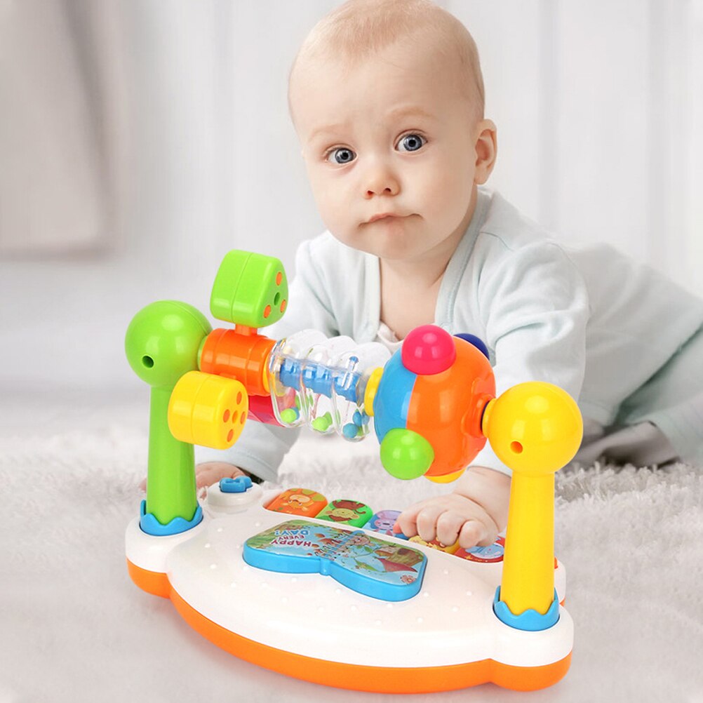 Baby børn musikalsk tastatur klavertromme baby musikalsk legetøj med musik og lys tidlig pædagogisk udvikling børn legetøj  #30