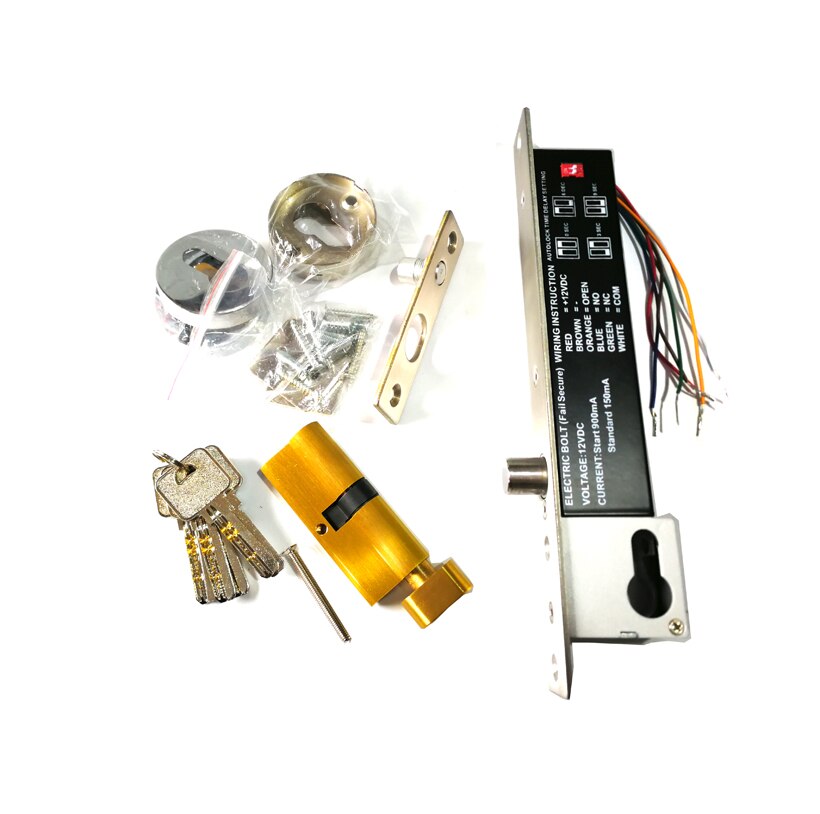 Fail Secure NO electric bolt lock with lock cylinder key for main entrance entry door lock with keys timer delay