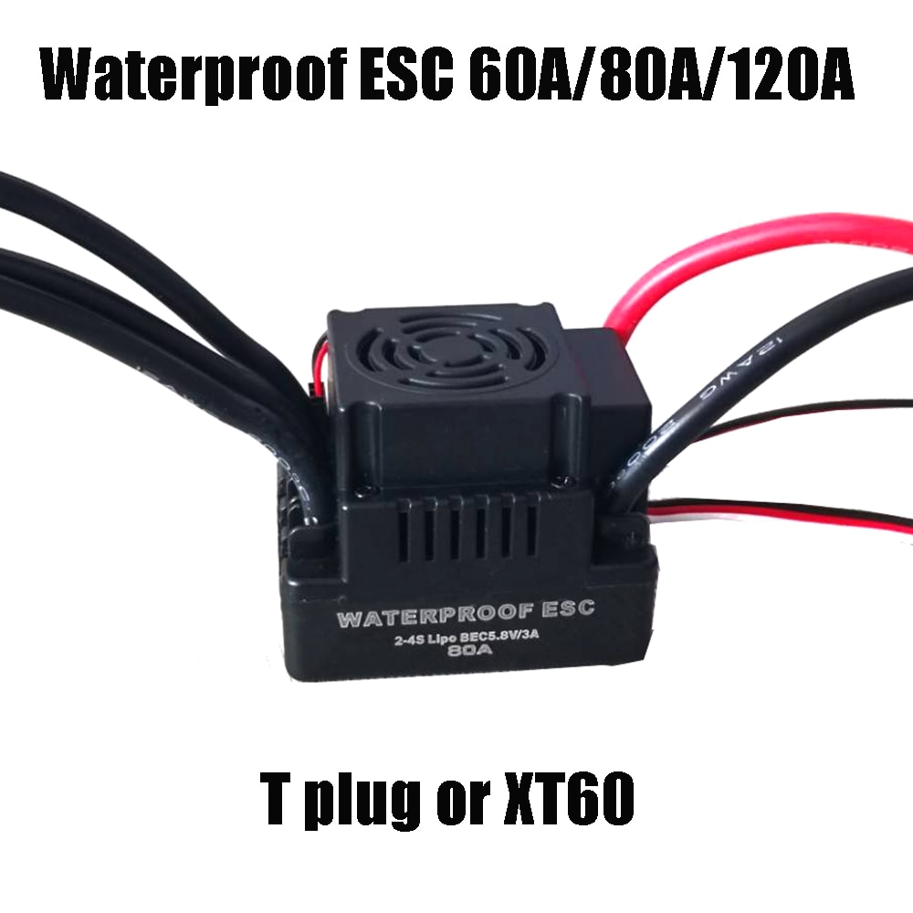 Impermeabile ESC 60A 80A 120A S-80A S-120A Brushless ESC Regolatore di Velocità Elettrico con 5.5V / 3A BEC per 1/8 1/10 1:10 RC Auto