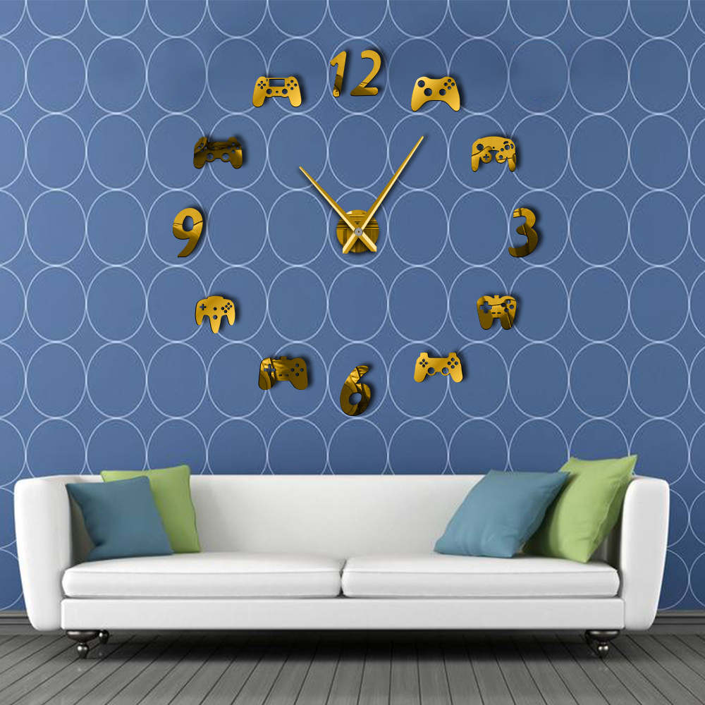 Video Game Controllers Diy Grote E-Sport Wandklok Game Room Decor Modern Freamless Giant Wandklok Game kamer Horloge