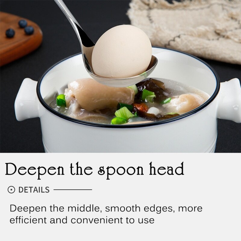 Keuken 304 Rvs Servies Kruiden Lepel Hotel Multifunctionele Soep Servies Lepel Grote Hoofd Verdiepen Pot