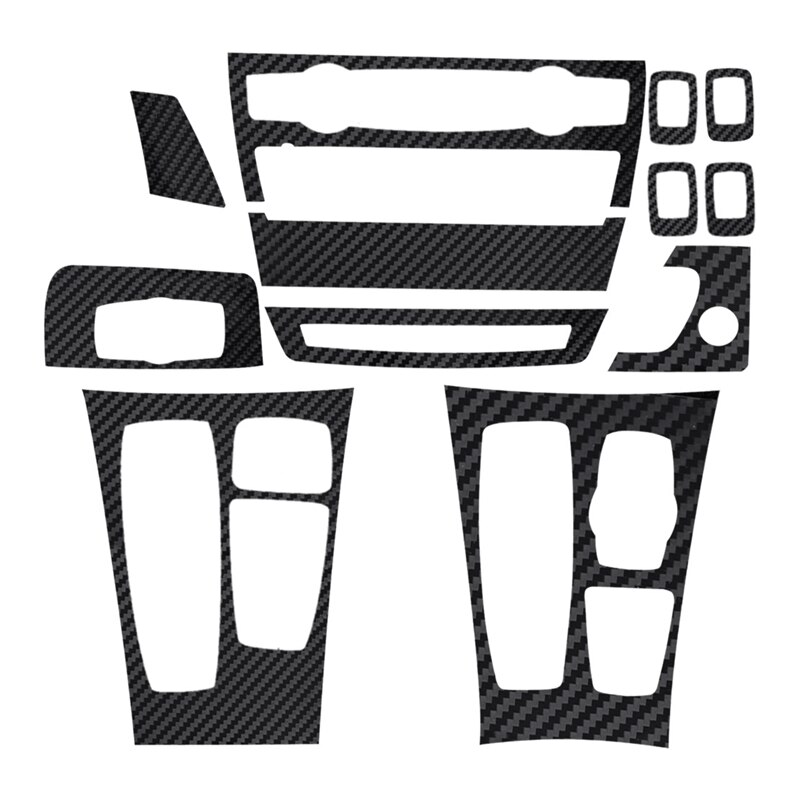 22PCS Car Interior Decorative Sticker 5D Glossy Carbon Fiber Trim Stylish Well Protective for-BMW X5 E70 2007