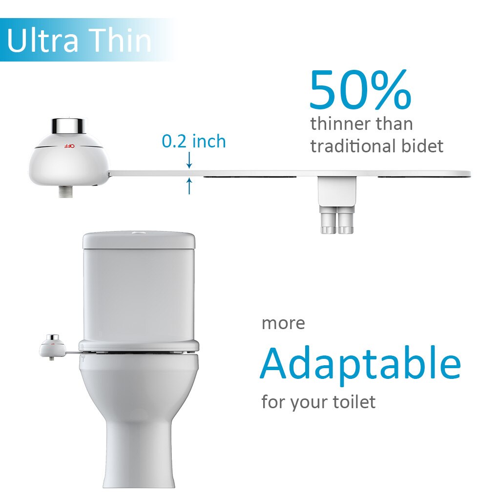 Atalawa Ultra Slim Toilet Bidet Seat Attachment Non Electric Muslim Shattaf Sprayer for Personal Hygiene, Fresh Water Spray