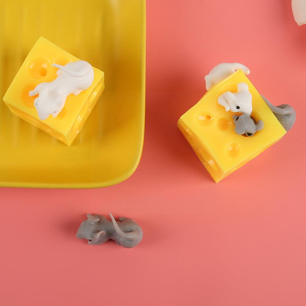 Cute Cheese Mouse Tricky Scary Decompression Toys Toys Blocks Cheese Hide Lazy Squeezable Seek And Decompress G9c9