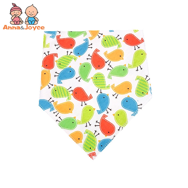 Babero de algodón con estampado de dibujos animados para niños y niñas, bufanda triangular para niños, babero impermeable, 5 uds. Por lote